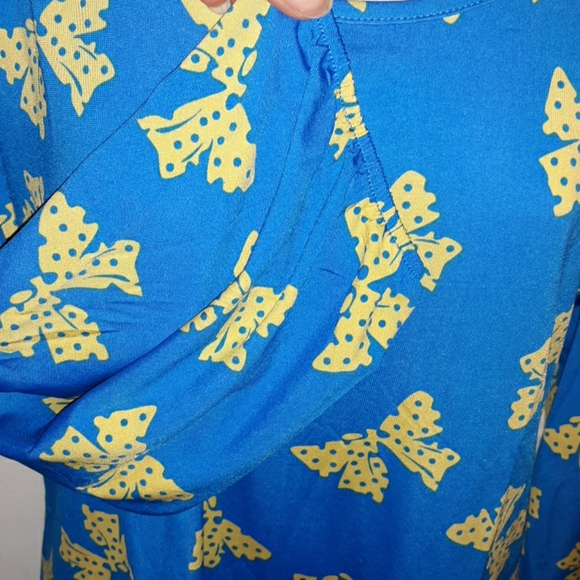 NWT☆Plus Size Blue Yellow Polka Dot Ribbon Blouse☆Gorgeous & 🎀 Unique 1X - Picture 4 of 11